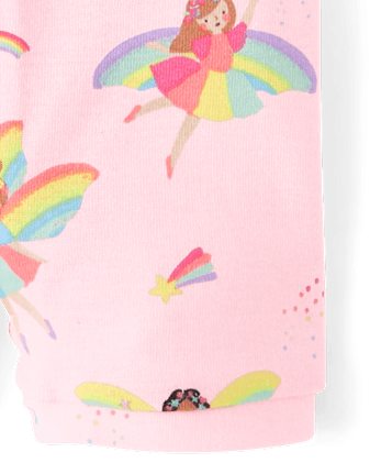 Pyjama une pièce court en coton, coupe ajustée, motif fée arc-en-ciel, pour bébés et petites filles - CAMEO
