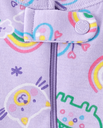 Baby And Toddler Girls Doodle Snug Fit Cotton Cropped One Piece Pajamas