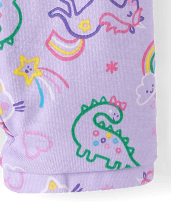 Baby And Toddler Girls Doodle Snug Fit Cotton Cropped One Piece Pajamas