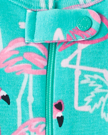 Baby And Toddler Girls Flamingo Snug Fit Cotton Cropped One Piece Pajamas