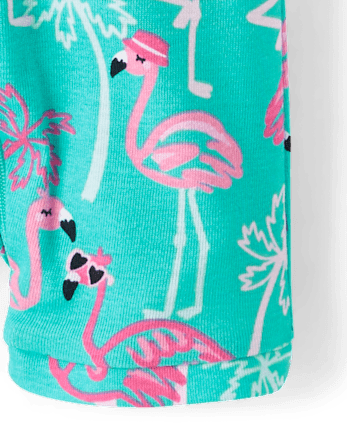 Baby And Toddler Girls Flamingo Snug Fit Cotton Cropped One Piece Pajamas