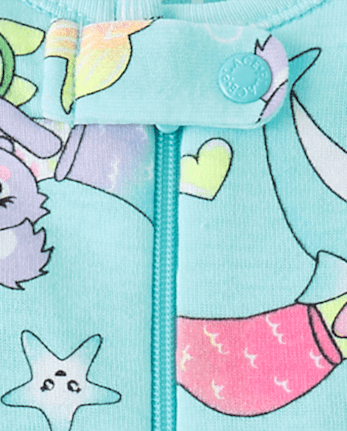 Baby And Toddler Girls Animal Mermaid Snug Fit Cotton Cropped One Piece Pajamas
