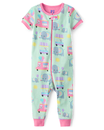 Baby And Toddler Girls Elephant Snug Fit Cotton One Piece Pajamas