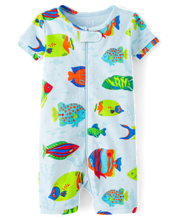 Baby And Toddler Fish Snug Fit Cotton Cropped One Piece Pajamas