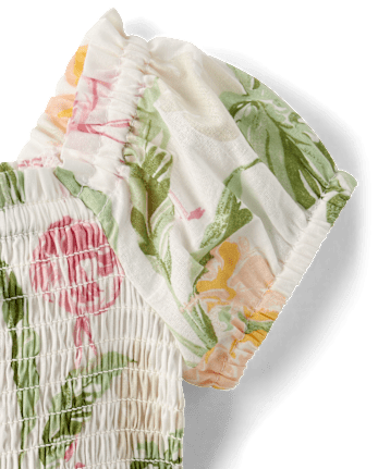 Baby Girls Matching Family Tropical Smocked Tiered Dress