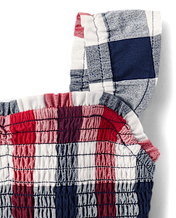 Robe froncée à volants et carreaux vichy pour bébé fille