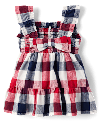 Robe froncée à volants et carreaux vichy pour bébé fille