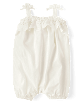 Barboteuse à œillets et nœud sur les épaules pour bébé fille