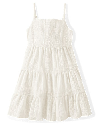 Robe à volants avec nœud au dos et œillets pour fille