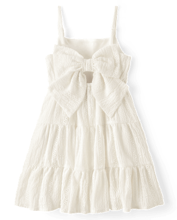 Robe à volants avec nœud au dos et œillets pour fille