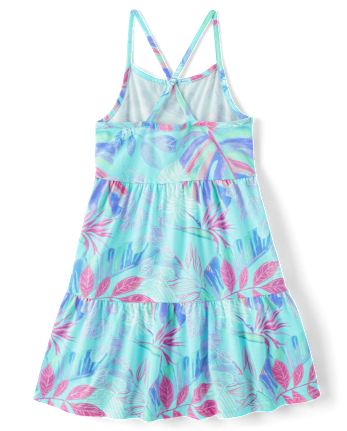 Girls Print Tiered Dress