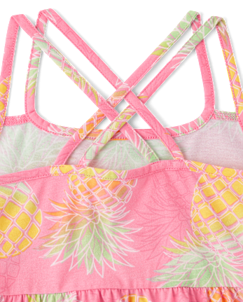 Girls Pineapple Cross-Back Dress