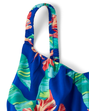 Womens Matching Family Tropical Tiered Dress