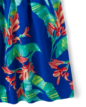 Womens Matching Family Tropical Tiered Dress