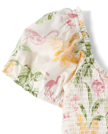 Womens Matching Family Tropical Midi Tiered Dress