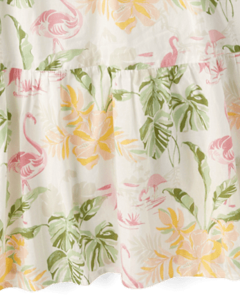 Womens Matching Family Tropical Midi Tiered Dress