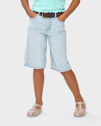 Girls Denim Midi Shorts