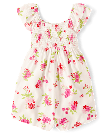Girls Floral Smocked Romper