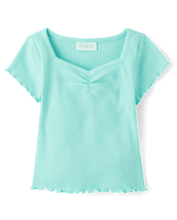 Girls Print Ribbed Cropped Baby Tee