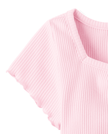 Girls Print Ribbed Cropped Baby Tee