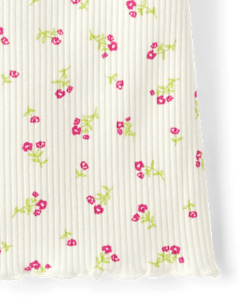 T-shirt court côtelé à fleurs pour bébé fille