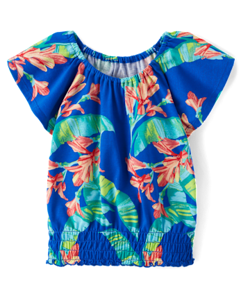 Girls Print Smocked Top