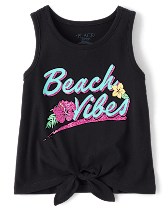 Girls Graphic Tie Front Tank Top