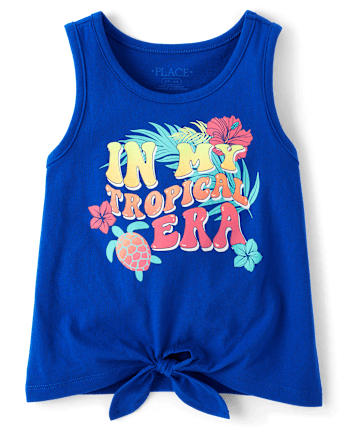 Girls Graphic Tie Front Tank Top