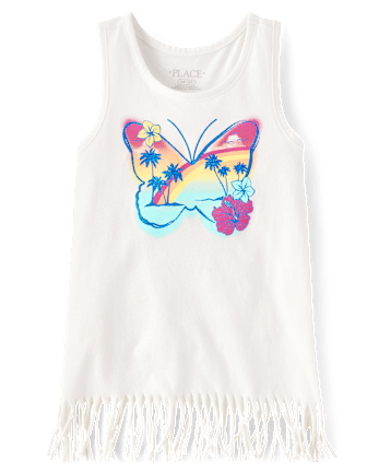 Girls Graphic Fringe Tank Top