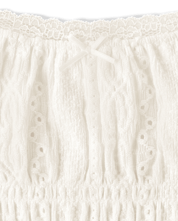 Girls Eyelet Smocked Top