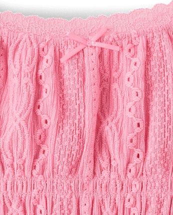 Girls Eyelet Smocked Top
