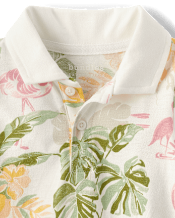 Baby Boys Matching Family Tropical Polo Romper