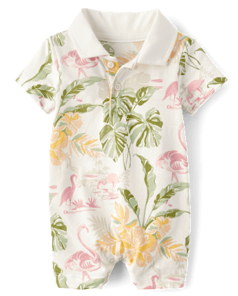 Baby Boys Matching Family Tropical Polo Romper