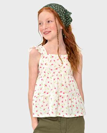 Girls Floral Tiered Tank Top