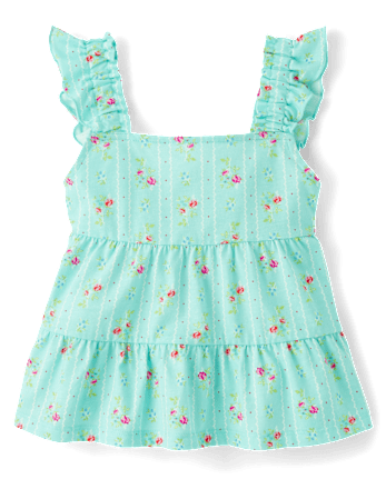 Girls Floral Tiered Tank Top