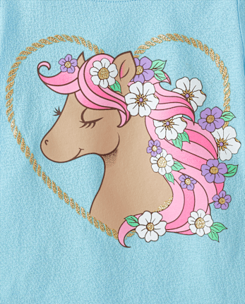 Baby And Toddler Girls Horse Graphic Tee