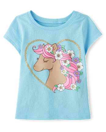 Baby And Toddler Girls Horse Graphic Tee