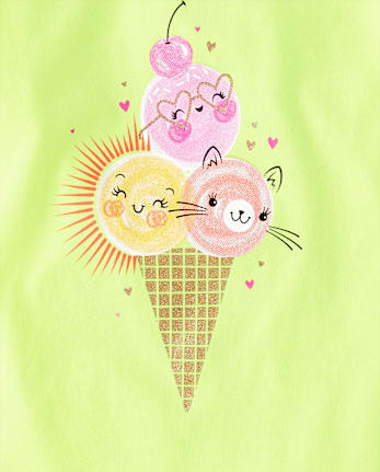 Baby And Toddler Girls Ice Cream Cone Graphic Tee