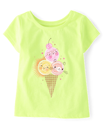 Baby And Toddler Girls Ice Cream Cone Graphic Tee