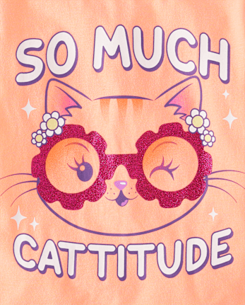 T-shirt graphique à motif de chat pour bébé et petite fille