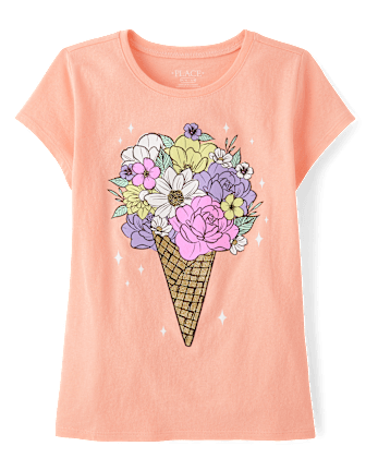 T-shirt graphique à motif de crème glacée pour filles