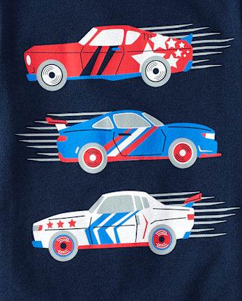 T-shirt graphique pour bébé et tout-petit garçon avec motif de voiture de course