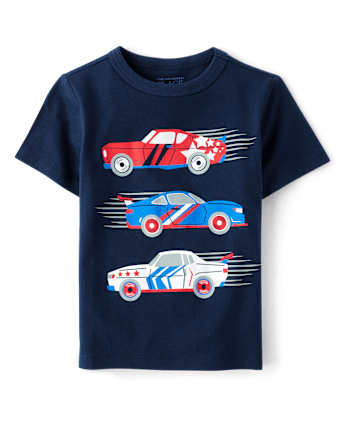 T-shirt graphique pour bébé et tout-petit garçon avec motif de voiture de course