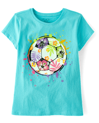 Girls Soccer Ball Graphic Tee