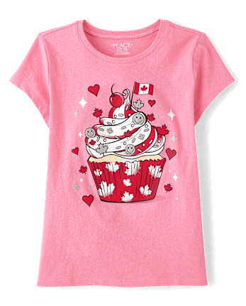 Girls Canada Day Cupcake Graphic Tee
