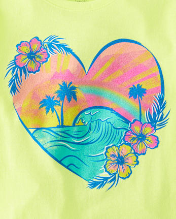 T-shirt graphique cœur tropical pour fille