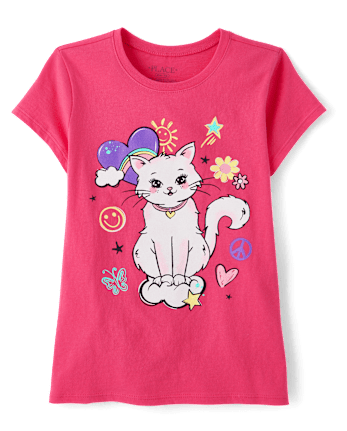 Girls Cat Graphic Tee
