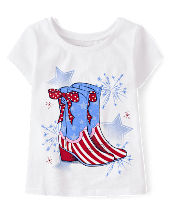 Baby And Toddler Girls American Cowgirl Boots Graphic Tee