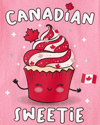 T-shirt graphique Cupcake de la fête du Canada pour bébés et petites filles