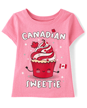 T-shirt graphique Cupcake de la fête du Canada pour bébés et petites filles